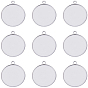 20Pcs 304 Stainless Steel Pendant Cabochon Settings, Flat Round