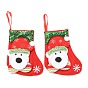 Cloth Hanging Christmas Stocking, with Paillettes, Candy Gift Bag, for Christmas Tree Decoration, Bear
