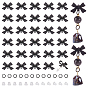 Conclusions de boucle d'oreille en alliage, avec 304 axe en acier inoxydable, bowknot, 304 inox Anneaux ouverte, écrous en plastique