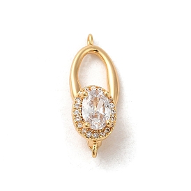 Brass Pave Clear Cubic Zirconia Fold Over Clasps, Oval