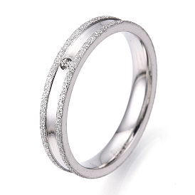 Рифленое кольцо на палец с кристаллами и стразами, текстурированные 201 украшения из нержавеющей стали для женщин