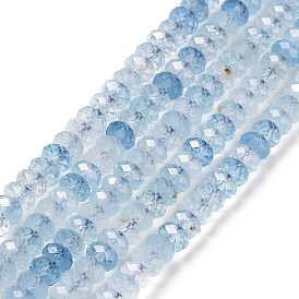 Perlas naturales de color turquesa hebras, facetados, Rondana plana
