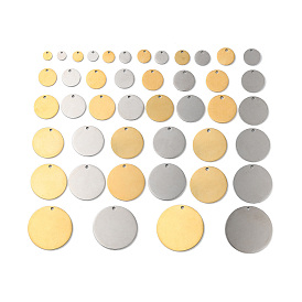 304 Stainless Steel Pendants, Stamping Blank Tag, Flat Round Charm
