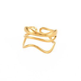 Ионное покрытие (ip) 304 открытое манжетное кольцо из нержавеющей стали для женщин, без никеля 