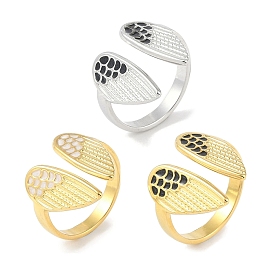 Revestimiento de iones (ip) 304 anillos de dedo con ala esmaltada de acero inoxidable, anillos abiertos para mujeres