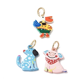 Printed Brass Pendants, Animals Charms, Golden