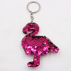 Flamingo Sequin Bag Pendant - Reflective Sparkle Phone Wallet Decoration Gift.