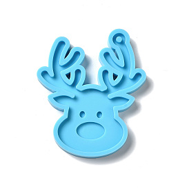 DIY Christmas Reindeer Head Pendant Silicone Molds, Resin Casting Molds, for UV Resin, Epoxy Resin Craft Making