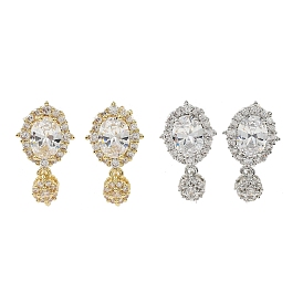 Овальные латунные микропаве прозрачные кубические циркониевые серьги-гвоздики с фурнитурой