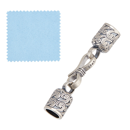 1pc s925 застежки-крючки и S-образные крючки из стерлингового серебра, пряжки на концах браслета, облачный узор, с полировкой из замши