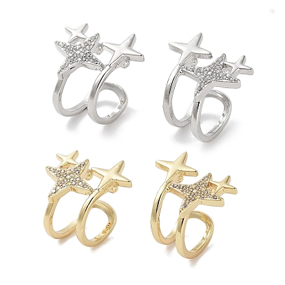 Серьги-каффы из латуни с микропаве и кубическим цирконием, двухслойные кольца для женщин, долговечный, без кадмия и без свинца