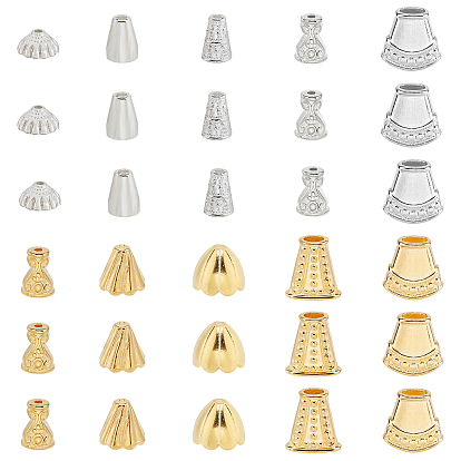 100Pcs 10 Style Alloy Bead Cones & Caps