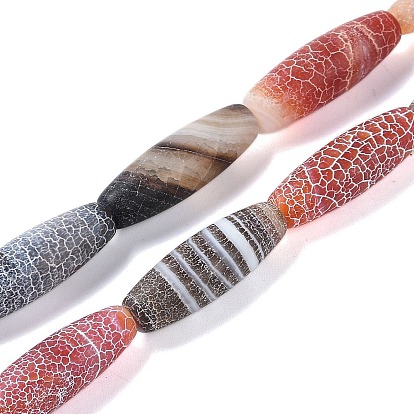Нити бусин дзи из натурального состаренного агата, натуральный тибетский агат, окрашенная и подогревом, рис