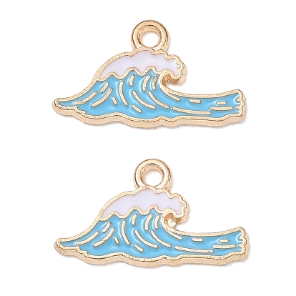 Alloy Enamel Pendants, Sea Wave Charms