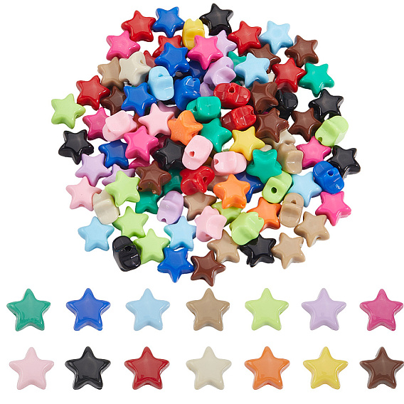 140 шт. 14 цветные светящиеся непрозрачные акриловые бусины, звезда, светится в темноте