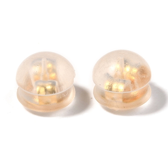 316 Surgical Stainless Steel Ear Nuts, with TPE Plastic  Findings, Earring Backs, Half Round/Dome