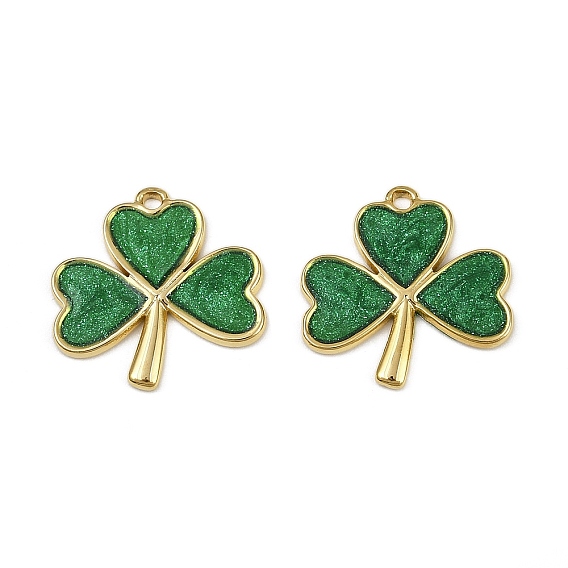 304 нержавеющей стальной эмали подвески, ионное покрытие (ip), клевер амулеты, реальный 18 k позолоченный