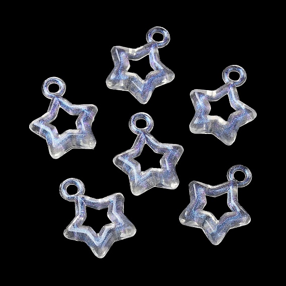 Transparent Acrylic with Glitter Pendants, Star