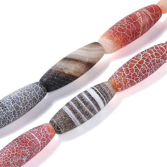 Нити бусин дзи из натурального состаренного агата, натуральный тибетский агат, окрашенная и подогревом, рис