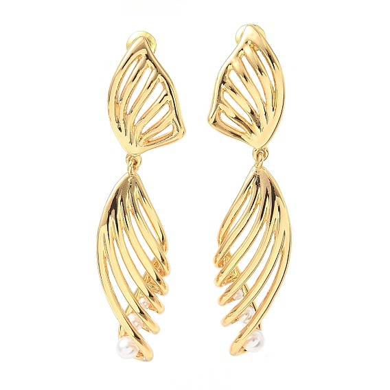 Серьги-гвоздики с имитацией жемчуга из латуни, с s925 серебряной иглой