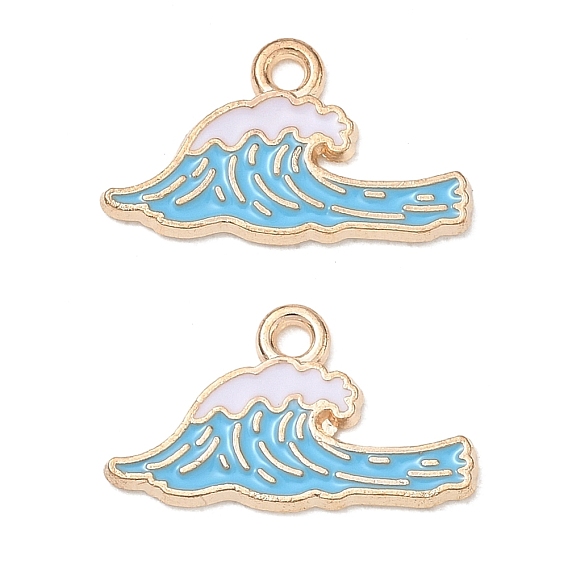 Alloy Enamel Pendants, Sea Wave Charms