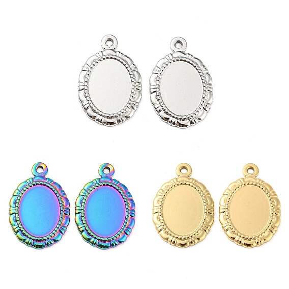 304 Настройки кабошон из нержавеющей стали кулон, овальные