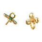 Brass Enamel Peg Bails Pendants, For Half Drilled Beads, Real 14K Gold Plated, Nickel Free, Clover