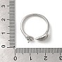 Hoja chapada en rodio 925 configuración de anillo abierto con micro pavé de circonita cúbica en plata de ley, por medio perforó perlas, con sello s925