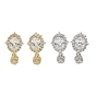 Овальные латунные микропаве прозрачные кубические циркониевые серьги-гвоздики с фурнитурой