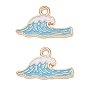 Alloy Enamel Pendants, Sea Wave Charms
