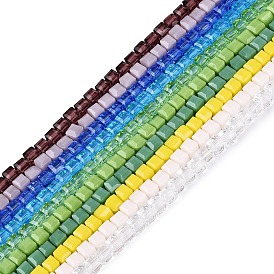 Mixed Styles Glass Beads Strands, Cube, Faceted