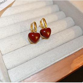 Серьги-кольца из сплава и 925 стерлингового серебра, сердце