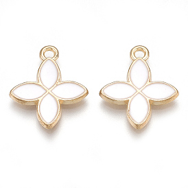 Alloy Pendants, Cadmium Free & Lead Free, with Enamel, Flower, Light Gold