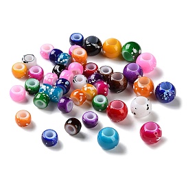 Европейские бусины из АБС-пластика, окрашенные распылением, бусины с большим отверстием, круглые