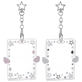 2шт. 2 цвета, прямоугольный акриловый держатель для фотокарточек с крылом, держатель удостоверения личности, с застежками в виде железной звезды