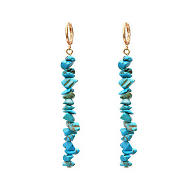 Colorful Irregular Stone Earrings for Women, Fashionable and Versatile Long Ear Drops