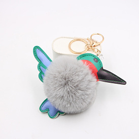 Bird Keychain for Women, Imitation Rabbit Fur Car Charm Bag Pendant