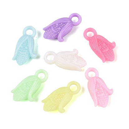 Opaque Plastic Pendants, Corn with Smling Face Charm