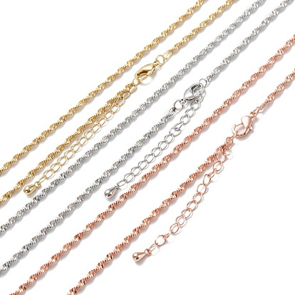 Brass Rope Chain Necklaces, Long-Lasting Plated