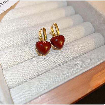 Серьги-кольца из сплава и 925 стерлингового серебра, сердце