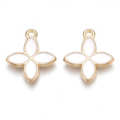 Alloy Pendants, Cadmium Free & Lead Free, with Enamel, Flower, Light Gold