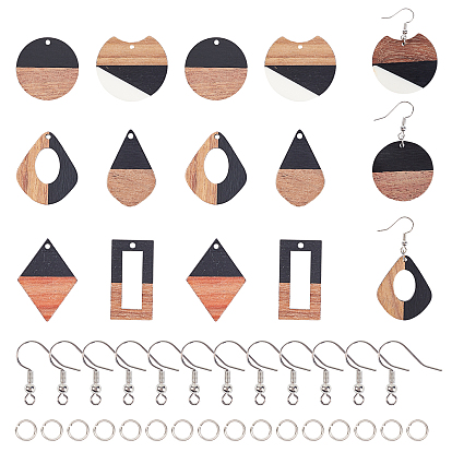 DIY серьги решений, с подвесками из смолы и дерева, железные кольца и серьги, разнообразные