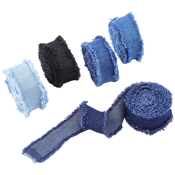 5шт 5цвета хлопковые ленты, Двойная бахрома из джинсовой ткани для рукоделия и шитья своими руками