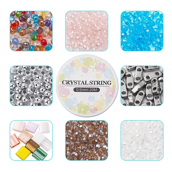 Набор для изготовления браслета из стеклянных бусин своими руками, включая стеклянные семена и бусины из абс-пластика, рондель гальванические стеклянные бусины, эластичная нить