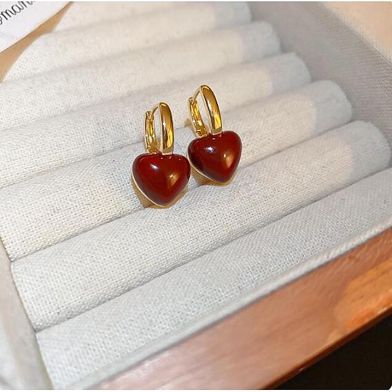 Серьги-кольца из сплава и 925 стерлингового серебра, сердце