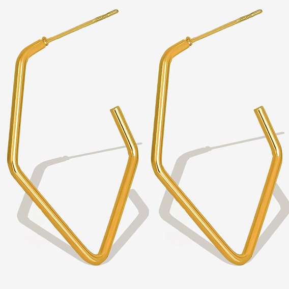 304 минималистичные серьги-гвоздики в форме ромба из нержавеющей стали