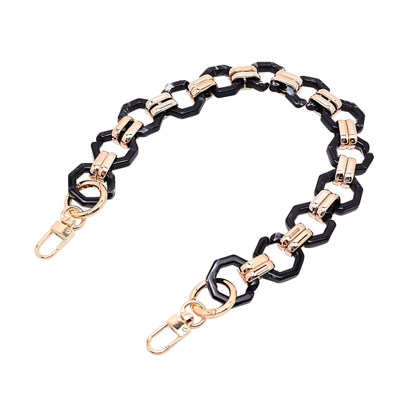 Acrylic Bag Tape, with Light Gold Alloy Swivel Clasps & Spring Gate Rings, for Bag Replacement Accessories