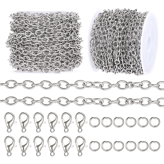 DIY Necklace Bracelet Making Kits, including 30Pcs Alloy Clasps, 5M Iron Chains & 60Pcs Open Jump Ring