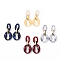 Imitation Gemstone Style Acrylic Dangle Stud Earrings, with CCB Plastic Linking Rings, Steel Pin and Ear Nuts, Oval