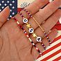3 шт 3 стили день независимости стеклянные семена и смоляные бусины плетеный браслет набор для женщин, с латунной бисера